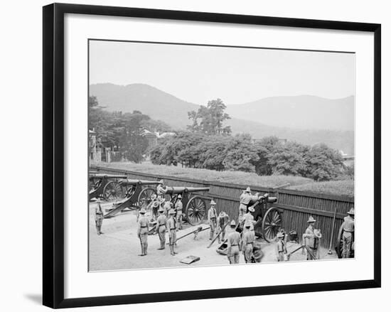 Siege Battery Drill, Fixing Sights, West Point, N.Y.-null-Framed Photo