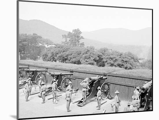 Siege Battery Drill, Sponging after Firing, United States Military Academy, West Point, N.Y.-null-Mounted Photo