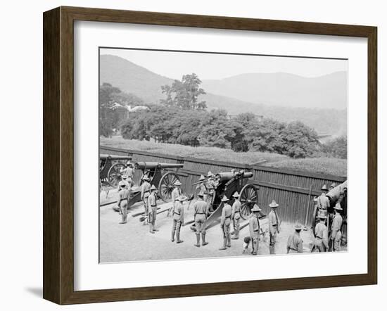 Siege Battery Drill, Sponging before Loading, United States Military Academy, West Point, N.Y.-null-Framed Photo