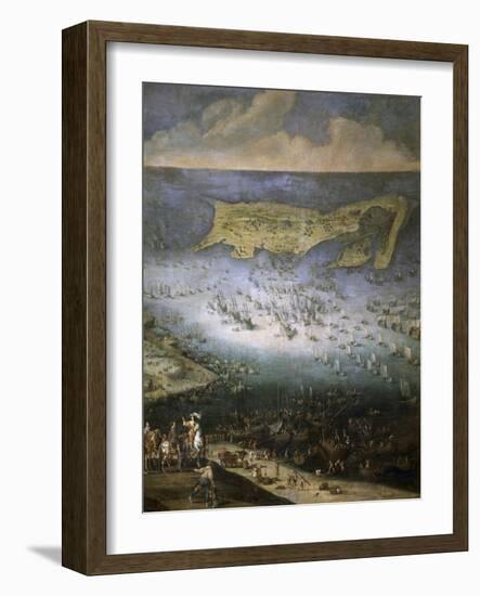 Siège de la citadelle de Saint-Martin dans l'île de Rhé, en 1625-null-Framed Giclee Print