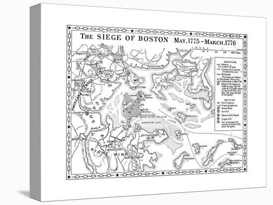 Siege of Boston Map-null-Stretched Canvas