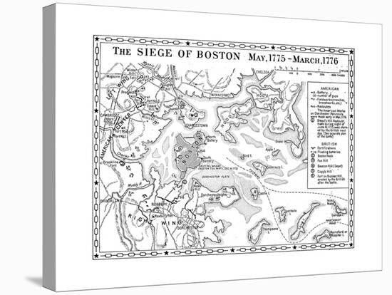 Siege of Boston Map-null-Stretched Canvas