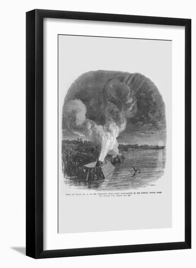 Siege of Island #10 on the Mississippi - Mortar Boat Bombardment-Frank Leslie-Framed Art Print