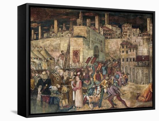Siege of Totila, Fresco-Benedetto Bonfigli-Framed Stretched Canvas
