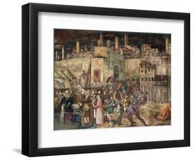 Siege of Totila, Fresco-Benedetto Bonfigli-Framed Premium Giclee Print