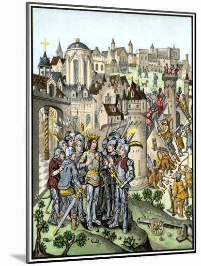 Siege of Town Defended by the Burgundians under Charles Vi, Hundred Years' War-null-Mounted Giclee Print