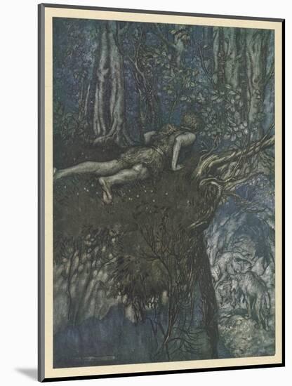 Siegfied in the Forest-Arthur Rackham-Mounted Art Print