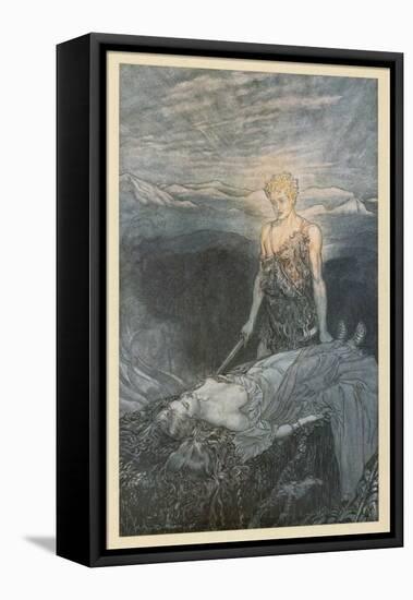 Siegfried and Brunnhilde-Arthur Rackham-Framed Stretched Canvas