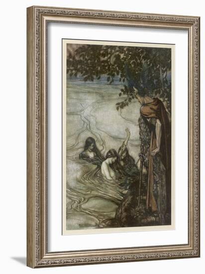 Siegfried and Maidens-Arthur Rackham-Framed Art Print