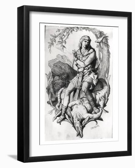 Siegfried and the Dragon with the Magic Bird-C. Burger-Framed Giclee Print