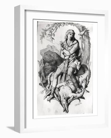 Siegfried and the Dragon with the Magic Bird-C. Burger-Framed Giclee Print