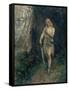 Siegfried in Front of Fafner's Cave with the Ring and His Sword Named "Notung"-Ferdinand Leeke-Framed Stretched Canvas