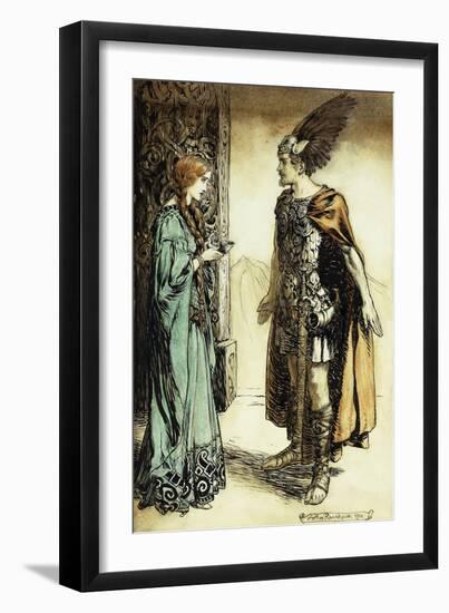 Siegfried Meets Gutrune: The Twilight of the Gods, 1911-Arthur Rackham-Framed Giclee Print