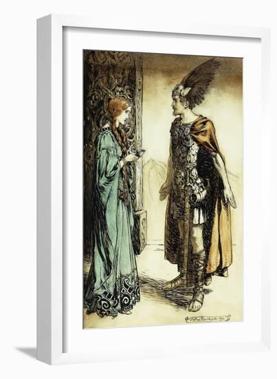 Siegfried Meets Gutrune: The Twilight of the Gods, 1911-Arthur Rackham-Framed Giclee Print