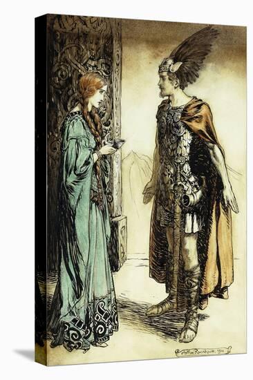 Siegfried meets Gutrune: The Twilight of the Gods-Arthur Rackham-Stretched Canvas