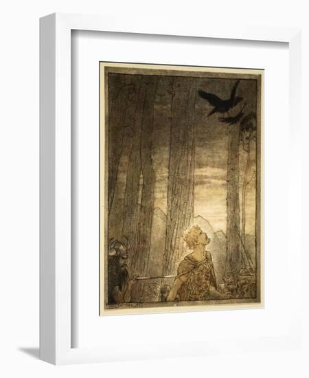 Siegfried's death, illustration from 'Siegfried and the Twilight of the Gods', 1924-Arthur Rackham-Framed Giclee Print