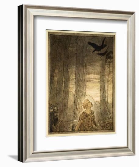 Siegfried's death, illustration from 'Siegfried and the Twilight of the Gods', 1924-Arthur Rackham-Framed Giclee Print