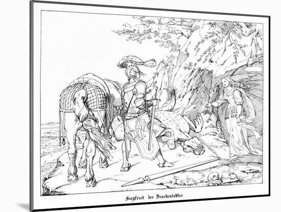 Siegfried, the Dragonslayer, Engraved by J. Dielmann-Alfred Rethel-Mounted Giclee Print