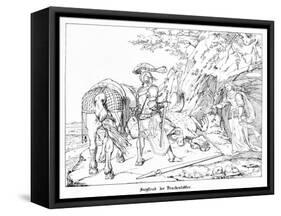 Siegfried, the Dragonslayer, Engraved by J. Dielmann-Alfred Rethel-Framed Stretched Canvas