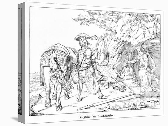 Siegfried, the Dragonslayer, Engraved by J. Dielmann-Alfred Rethel-Stretched Canvas