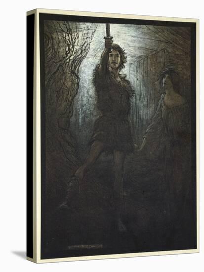Siegmund the Walsung thou does see! As bride gift he brings thee his sword', 1910-Arthur Rackham-Stretched Canvas
