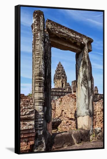 Siem Reap, Cambodia. Ancient doorway still standing through which the spires and statues atop of th-Miva Stock-Framed Stretched Canvas