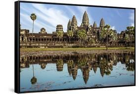 Siem Reap, Cambodia. Ancient ruins and towers of the Bayon Temple Angkor Wat-Miva Stock-Framed Stretched Canvas