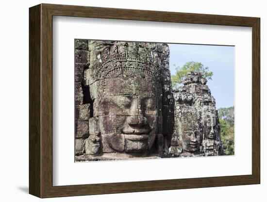 Siem Reap, Cambodia. Ancient ruins and towers of the Bayon Temple in Angkor Thom-Miva Stock-Framed Photographic Print