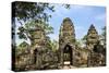 Siem Reap, Cambodia. Entrance to the ancient ruins and towers of the Bayon Temple in Preah Khan-Miva Stock-Stretched Canvas
