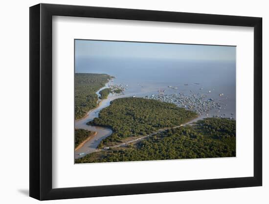 Siem Reap River, Chong Kneas Floating Village, and Tonle Sap Lake, Near Siem Reap, Cambodia-David Wall-Framed Photographic Print