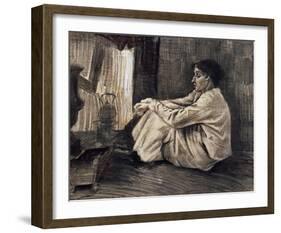 Sien with Cigar Sitting on the Floor Near Stove-Vincent van Gogh-Framed Art Print