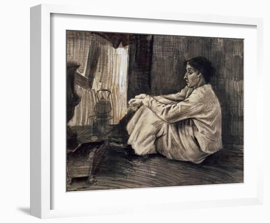 Sien with Cigar Sitting on the Floor Near Stove-Vincent van Gogh-Framed Art Print