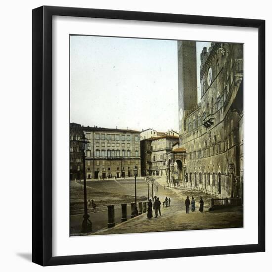 Siena (Italy), the Piazza Del Campo with the Public Palace (1288-1340) and the Torre Del Mangia-Leon, Levy et Fils-Framed Photographic Print