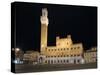 Siena Landmark Night Photo. Piazza Del Campo and Mangia Tower. Tuscany, Italy-stevanzz-Stretched Canvas