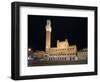 Siena Landmark Night Photo. Piazza Del Campo and Mangia Tower. Tuscany, Italy-stevanzz-Framed Photographic Print