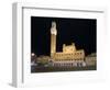 Siena Landmark Night Photo. Piazza Del Campo and Mangia Tower. Tuscany, Italy-stevanzz-Framed Photographic Print