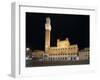 Siena Landmark Night Photo. Piazza Del Campo and Mangia Tower. Tuscany, Italy-stevanzz-Framed Photographic Print