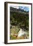 Sierra de las Cutas on the south rim above a Rio Arazas waterfall, Ordesa Valley, Ordesa National P-Robert Francis-Framed Photographic Print