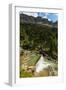 Sierra de las Cutas on the south rim above a Rio Arazas waterfall, Ordesa Valley, Ordesa National P-Robert Francis-Framed Photographic Print