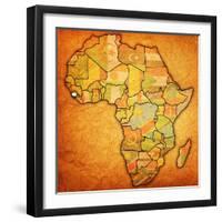 Sierra Leone on Actual Map of Africa-michal812-Framed Art Print