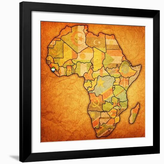 Sierra Leone on Actual Map of Africa-michal812-Framed Art Print