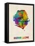 Sierra Leone Watercolor Map-Michael Tompsett-Framed Stretched Canvas