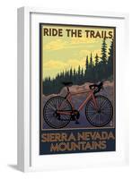 Sierra Nevada Mountains, California - Bicycle on Trails-Lantern Press-Framed Art Print