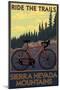 Sierra Nevada Mountains, California - Bicycle on Trails-Lantern Press-Mounted Art Print