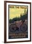 Sierra Nevada Mountains, California - Bicycle on Trails-Lantern Press-Framed Art Print