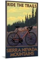 Sierra Nevada Mountains, California - Bicycle on Trails-Lantern Press-Mounted Art Print