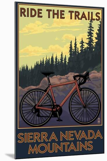 Sierra Nevada Mountains, California - Bicycle on Trails-Lantern Press-Mounted Art Print