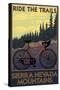 Sierra Nevada Mountains, California - Bicycle on Trails-Lantern Press-Stretched Canvas