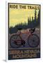 Sierra Nevada Mountains, California - Bicycle on Trails-Lantern Press-Framed Art Print