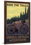 Sierra Nevada Mountains, California - Bicycle on Trails-Lantern Press-Framed Art Print